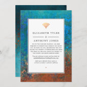 Grunge Copper Patina & Turquoise Virtual Wedding Aankondiging (Voorkant / Achterkant)