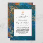 Grunge Copper Patina & Turquoise Virtual Wedding Kaart (Voorkant / Achterkant)