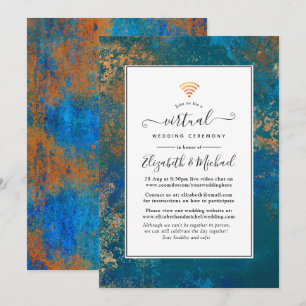 Grunge Copper Patina & Turquoise Virtual Wedding Kaart