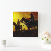 Grunge Cowboy Range Riders Square Wall klok (Huis)
