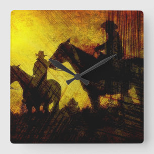 Grunge Cowboy Range Riders Square Wall klok