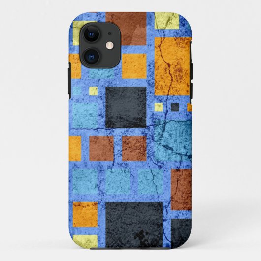 Grunge Cracked Retro Modern Squares Patroon Case-Mate iPhone Case (Achterkant)