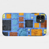 Grunge Cracked Retro Modern Squares Patroon Case-Mate iPhone Case (Achterkant (horizontaal))