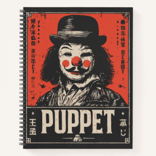 Grunge Creepy Puppet   Dark Circus Art Notitieboek