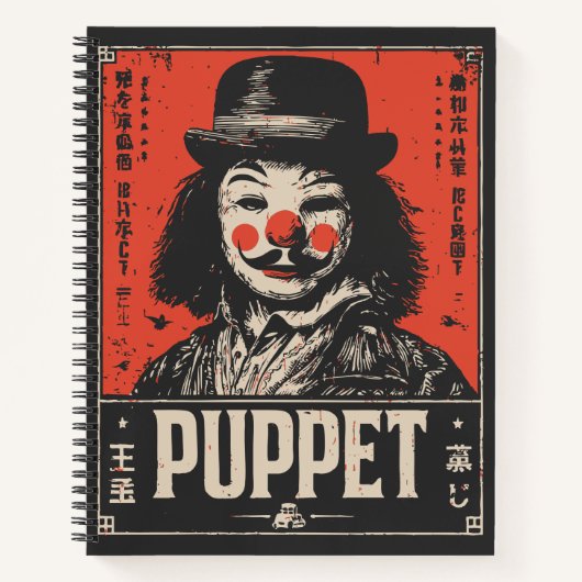 Grunge Creepy Puppet | Dark Circus Art Notitieboek (Voorkant)