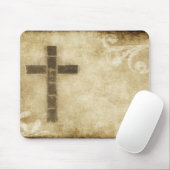 Grunge Cross #2B - Briefkaart horizontaal papier Muismat (Met muis)