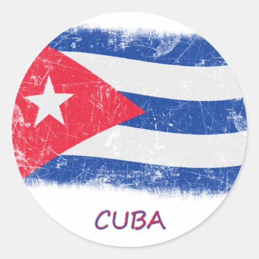 Grunge Cuba Flag Ronde Sticker (Voorkant)