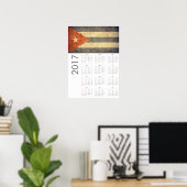 Grunge Cuba Vlag Kalender 2017 Poster (Thuiskantoor)