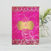 /Grunge/Damascus/Swirls/hete roze Kaart (Staand voorkant)