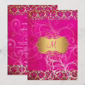 /Grunge/Damascus/Swirls/hete roze Kaart (Voorkant / Achterkant)