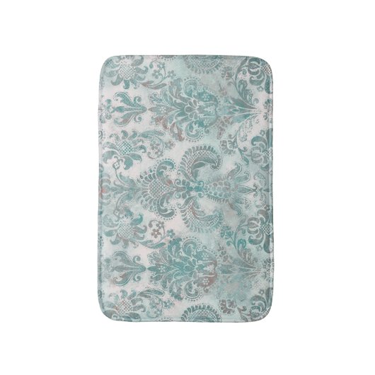 Grunge Damask Aqua Mint Blue Blush Pink Badmat (Voorkant Verticaal)