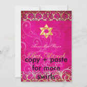 Grunge Damask Bat Mitzvah/aardbeienperskoeken Kaart (Achterkant)