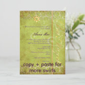 Grunge Damask Bat Mitzvah/green/gold Kaart (Staand voorkant)