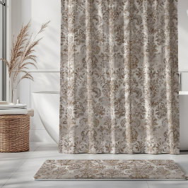 Grunge Damask Beige Roest Bruin Oker Crème Douchegordijn