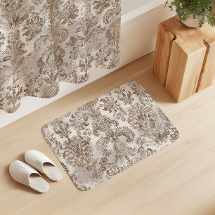 Grunge Damask Beige Roestbruin Oker Crème Badmat