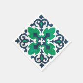 Grunge Damask Blue Green Swirl Servet (Hoek)
