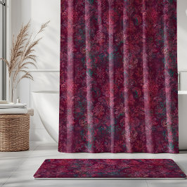 Grunge Damask Bourgondië Rood Smaragd Vermiljoen Douchegordijn