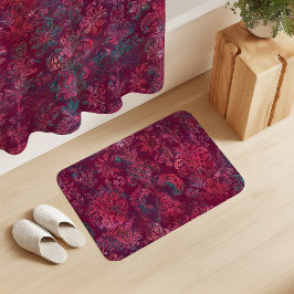 Grunge Damask Burgundy Red Emerald Vermilion Badmat