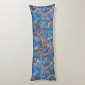 Grunge Damask Cobalt Blue Rust Orange Lichaamskussen (Achterkant (Verticaal))