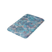 Grunge Damask Denim Blauwe Bourgogne Perzik Blush Badmat (Gekanteld)
