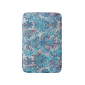 Grunge Damask Denim Blauwe Bourgogne Perzik Blush Badmat (Voorkant Verticaal)
