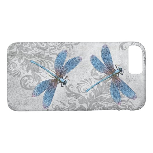  Grunge Damask Dragonflies Case-Mate iPhone Case (Achterkant (Horizontaal))