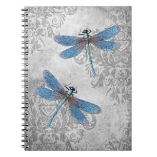 Grunge Damask Dragonflies Notitieboek