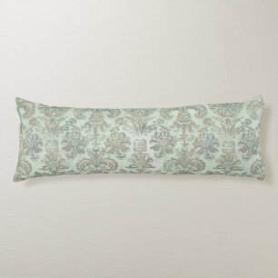 Grunge Damask Eendenei Blauw Salie Groen Lichaamskussen