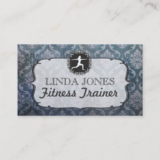  Grunge Damask Gym Fitness Trainer Kaarten Visitekaartje (Voorkant)