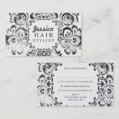 Grunge Damask Hair Stylist Appointkaarten Afsprakenkaartje (Voorkant / Achterkant)