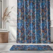 Grunge Damask Kobaltblauw Roest Oranje