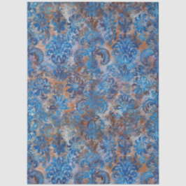 Grunge Damask Kobaltblauw Roest Oranje Tissuepapier