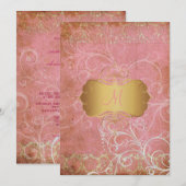  grunge damask/monogram Wedding Invitting Kaart (Voorkant / Achterkant)