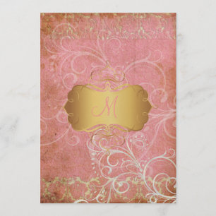  grunge damask/monogram Wedding Invitting Kaart