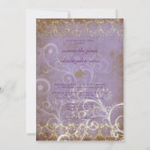 grunge damask/monogram Wedding Invitting Kaart (Achterkant)