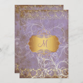  grunge damask/monogram Wedding Invitting Kaart (Voorkant / Achterkant)