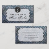 Grunge Damask Music Piano Singing Teacher Visitekaartje (Voorkant / Achterkant)