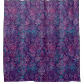 Grunge Damask Paars Violet Heet Roze Turquoise Douchegordijn (Voorkant)