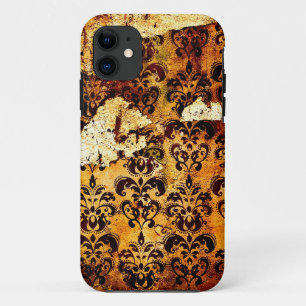 Grunge Damask Patroon versleten iPhone 11 Hoesje