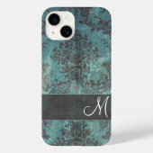 grunge damask Pattern met Monogram Case-Mate iPhone Case (Achterkant)