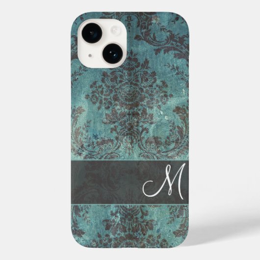 grunge damask Pattern met Monogram Case-Mate iPhone Case (Achterkant)