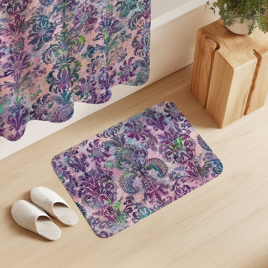 Grunge Damask Pink Purple Charteuse Turquoise Badmat