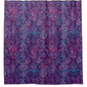 Grunge Damask Purple Violet Hot Pink Turquoise Douchegordijn (Voorkant)