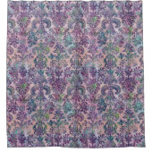 Grunge Damask Roze Paars Charteuse Turquoise Douchegordijn (Voorkant)