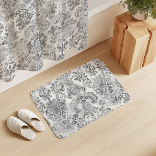 Grunge Damask Steen Wit Grijs Badmat