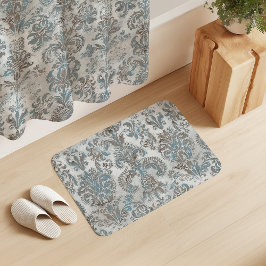 Grunge Damask Taupe Hemelblauw Crème Grijs Badmat
