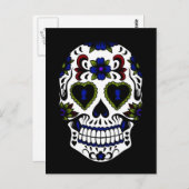 Grunge Day of the Dead Blue & Red Briefkaart (Voorkant / Achterkant)