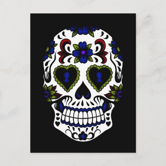 Grunge Day of the Dead Blue & Red Briefkaart (Voorkant)