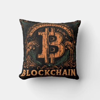 Grunge decorative Bitcoin logo blockchain Design Kussen