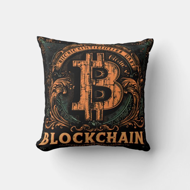 Grunge decorative Bitcoin logo blockchain Design Kussen (Voorkant)